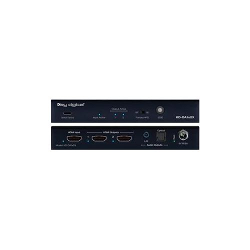  Adorama Key Digital KD-DA1X2X 1x2 4K HDMI Distribution Amp, L/R Optical Audio Output KD-DA1X2X