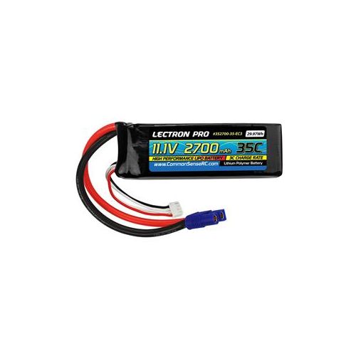  Adorama COMMON SENSE RC Lectron Pro 11.1V 2700mAh 35C Lipo Battery with EC3 Connector 3S2700-35-EC3