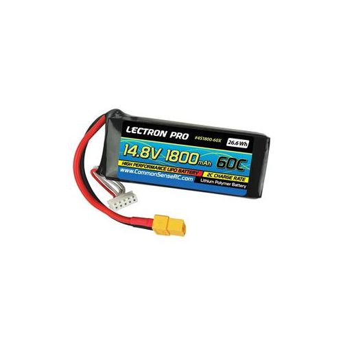  Adorama COMMON SENSE RC Lectron Pro 14.8V 1800mAh 60C Lipo Battery 4S1800-60X