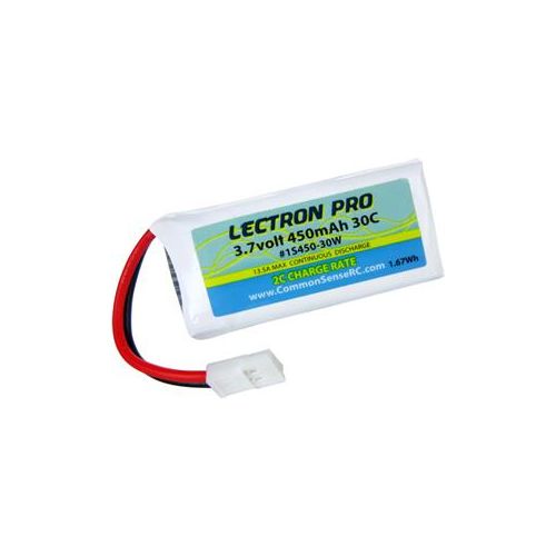  Adorama COMMON SENSE RC Lectron Pro 3.7V 450mAh 30C LiPo Battery with Walkera Connector 1S450-30W