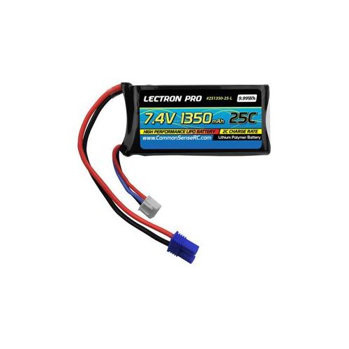  Adorama COMMON SENSE RC Lectron Pro 7.4V 1350mAh 25C Lipo Battery with EC2 Connector 2S1350-25-L