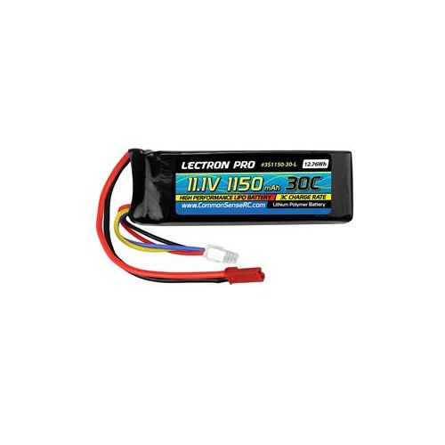  Adorama COMMON SENSE RC Lectron Pro 11.1V 1150mAh 30C Lipo Battery with JST Connector 3S1150-30-L