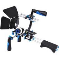 Adorama YELANGU D230 Shoulder Rig for DSLR, Mirrorless, and DV Cameras, Blue Trim D230-BLUE