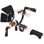 Adorama YELANGU D230 Shoulder Rig for DSLR, Mirrorless, and DV Cameras, Orange Trim D230-ORANGE