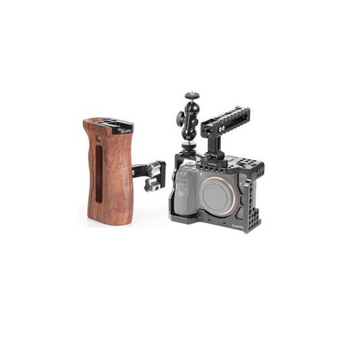  Adorama SmallRig Camera Cage Kit for Sony A7RIII/A7III Camera W/ Wooden Universal Handle 2103B A