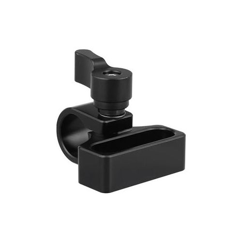  Adorama CAMVATE 15mm Single Rod Clamp Adapter with 1/4-20 Mounting Groove, Black Knob C2238