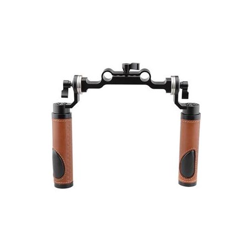  Adorama CAMVATE ARRI-Style Leather Rosette Handle Grip & 15mm Rod Clamp, Brown, 2-Pack C1617