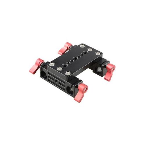  Adorama CAMVATE Tripod Mount Base Plate with Dual 15mm Railblocks, Red Knobs C1135