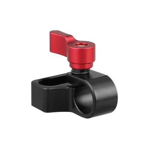  Adorama CAMVATE 15mm Single Rod Clamp Adapter with 1/4-20 Mounting Groove, Red Knob C2239