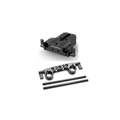  Adorama SmallRig Baseplate with Dual 15mm Rod Clamp W/15mm Black Alloy Rod Pair/RailBloc 1674 D