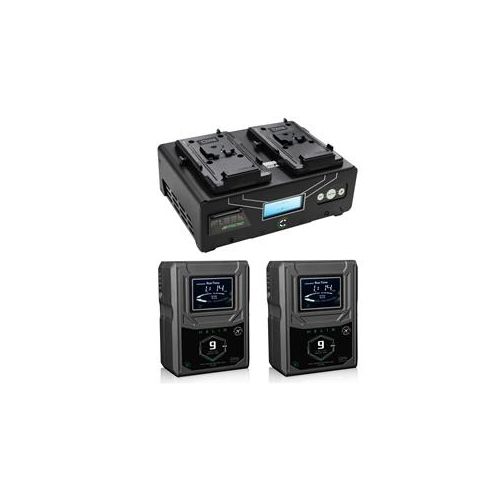  Adorama Core SWX Fleet Micro 3A Dual Charger With 2x Helix 9 V-Mount Batteries FLEET-DM2S A