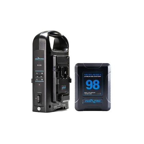  Adorama Indipro Micro 98Wh V-Mount Li-Ion Battery & Dual V-Mount Battery Charger Kit 1PSKTDC