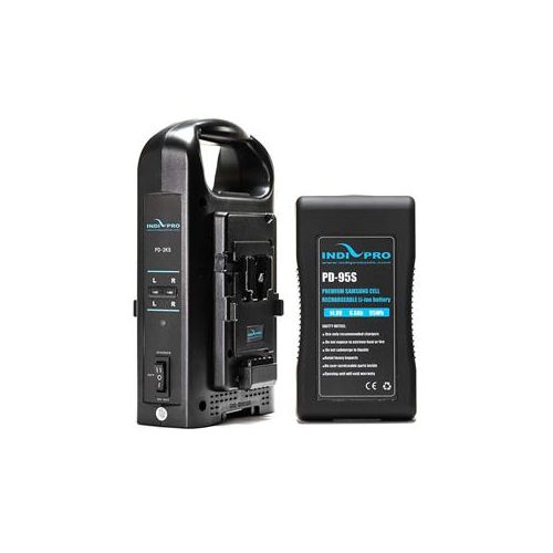  Adorama IndiPRO 95Wh V-Mount Lithium-Ion Battery with Dual Battery Charger Kit 1VMDCH