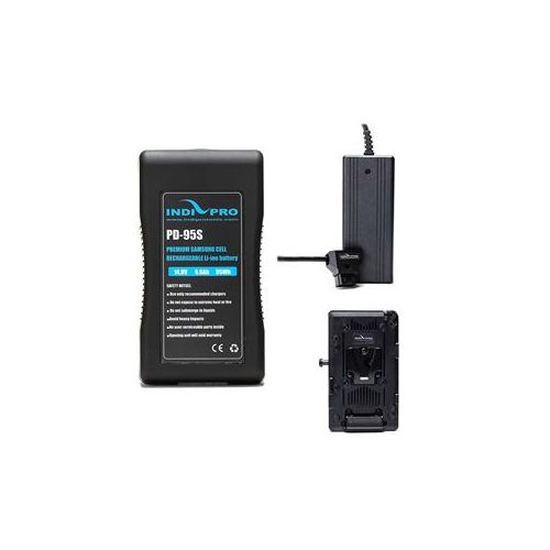  Adorama IndiPRO V-Mount 95Wh Li-Ion Battery, Adapter Plate and D-Tap Pro Charger Kit BMUKTV1