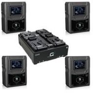 Adorama Core SWX Fleet-Q4Si 4-Position Charger With 4 Helix 9 Mini V-Mount Batteries FLEET-Q4SI A