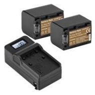 Adorama Green Extreme 2 Pack NP-FV70 Battery and Compact Smart Charger Kit 7.4V 1750mAh GX-NP-FV70-K2