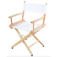 Adorama Filmcraft Pro Grade Studio Directors Chair, 18, Natural Wood with White Canvas CH19530WHT