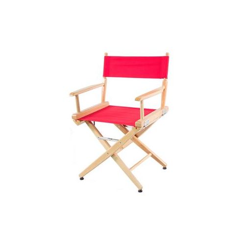  Adorama Filmcraft Pro Grade Studio Directors Chair, 18, Natural Wood with Red Canvas CH19530RED