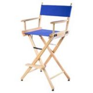 Adorama Filmcraft Pro Grade Studio Directors Chair, 30, Natural Wood with Blue Canvas CH19520BLU