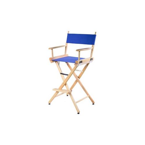  Adorama Filmcraft Pro Grade Studio Directors Chair, 30, Natural Wood with Blue Canvas CH19520BLU