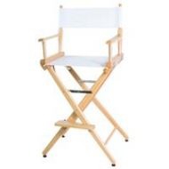 Adorama Filmcraft Pro Grade Studio Directors Chair, 30, Natural Wood & White Canvas CH19520WHT