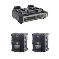 Adorama IDX IPL-150 Stackable V-Mount Batteries with Quick Charger Bundle VL-2000S B