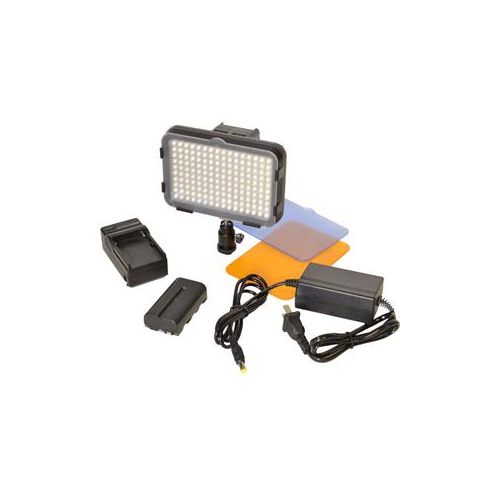  Adorama Bescor XT160 Bi-Color LED On-Camera Light with Battery, Charger and AC Adapter XT160M1