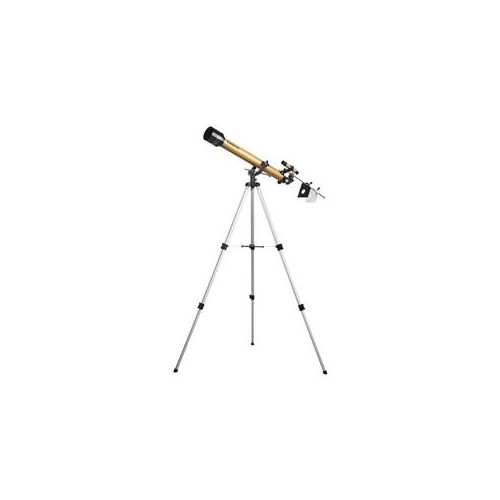  Adorama Tasco 660x 60mm Luminova Achromatic Refractor Telescope Kit with Manual Altazimuth Mount, Metallic Champagne Finish 40060660