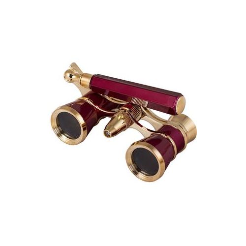  Adorama Levenhuk 3x25 Broadway 325N Opera Glasses with LED Light and Lorgnette, Red 28820