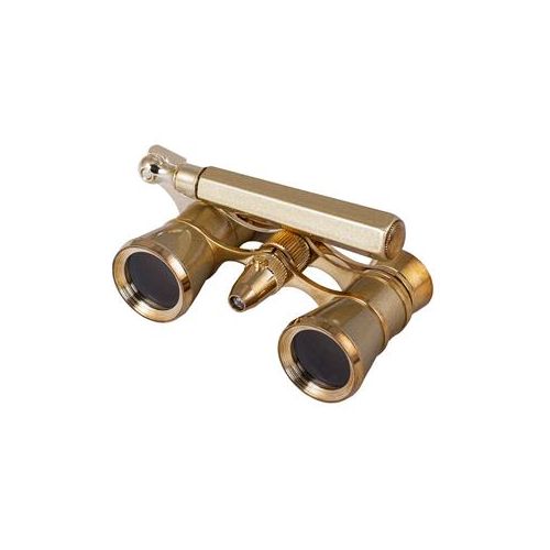  Adorama Levenhuk 3x25 Broadway 325N Opera Glasses with LED Light and Lorgnette, Gold 28821