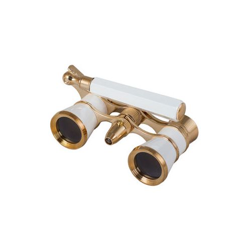  Adorama Levenhuk 3x25 Broadway 325N Opera Glasses with LED Light and Lorgnette, White 17785