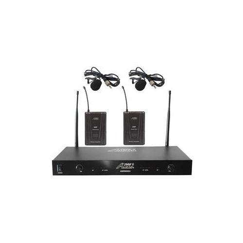  Adorama Audio 2000s AWM6002UM Professional 2-Ch UHF Wireless Lavalier Microphone System AWM6002UM