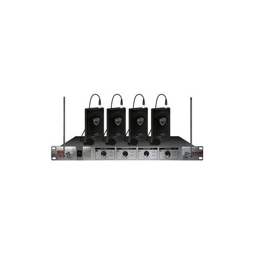  Adorama Nady 401X Quad LT 4-CH VHF Wireless Mic System, Channels E4/F/H/E 401XQ LT/O-E4/F/H/E