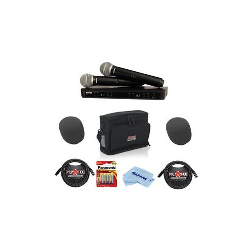  Adorama Shure BLX288 Dual-Channel Wireless System,J10:584-608MHz Frequency W/Acc Bundle BLX288/PG58-J10 A