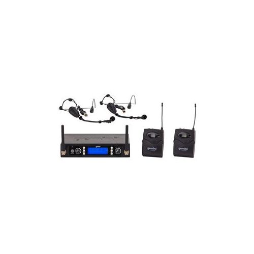  Adorama Gemini UHF-6200HL Dual Channel Wireless PLL System with 2x Headset Lavalier Mic UHF-6200HL