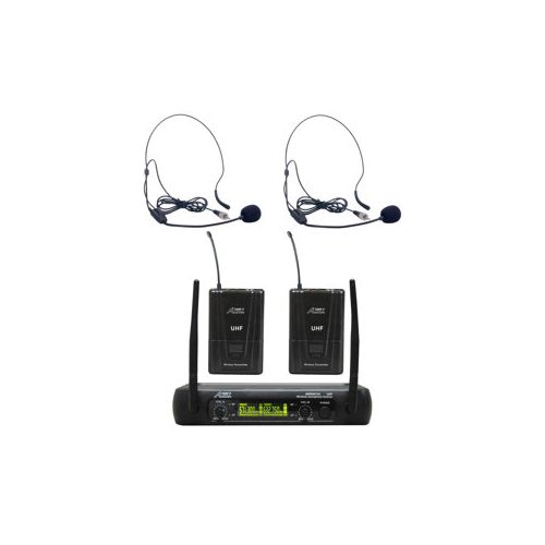  Adorama Audio 2000s AWM6074UH UHF Dual-Channel Wireless Headset Microphone System AWM6074UH