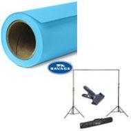 Adorama Savage Widetone Seamless Background Paper 107x36 Ocean Blue, #36 W/10 Support 36-12 A