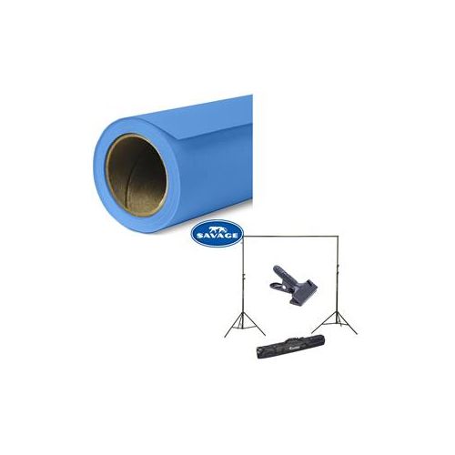  Adorama Savage Widetone Seamless Background Paper 107x36 Studio Blue, #58 W/10Support 58-12 A