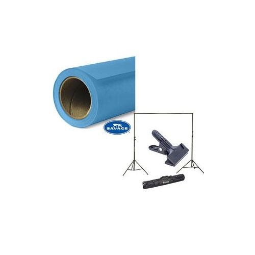  Adorama Savage Widetone Seamless Background Paper 86x36 Regal Blue, #65 W/ 10 Support 65-86 A