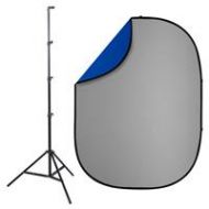 Adorama Studio Essentials 5x6.5 Pop-Up Reversible Background, Stand & Clip, Gray/Blue PB202K
