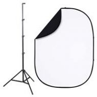 Adorama Studio Essentials 5x6.5 Pop-Up Reversible Background, Stand & Clip, Black/White PB201K