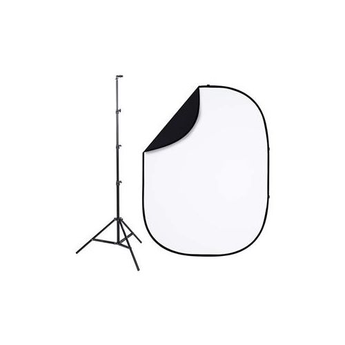  Adorama Studio Essentials 5x6.5 Pop-Up Reversible Background, Stand & Clip, Black/White PB201K