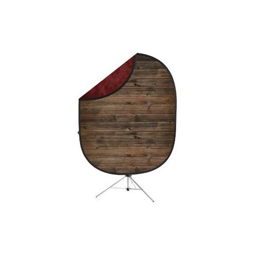  Adorama Savage 5x7 Collapsible Backdrop with 8 Aluminum Stand, Red/Rustic Planks CB188-KIT