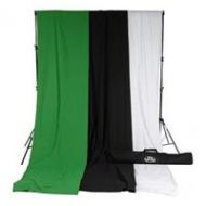 Adorama Savage 10x24 Accent Muslin Background Kit with Port-A-Stand, White/Black/Green 012046PAS-24