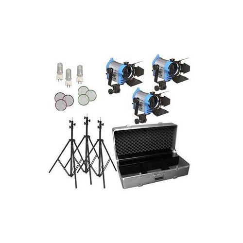  Adorama ARRI Fresnel 150 Three-Light Kit, 220V Bulbs, 4-Light Case with Wheels LK.0005601