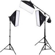 Adorama Interfit Photographic Interfit F5 Three-Head Fluorescent Lighting Kit w/Boom Arm INT503