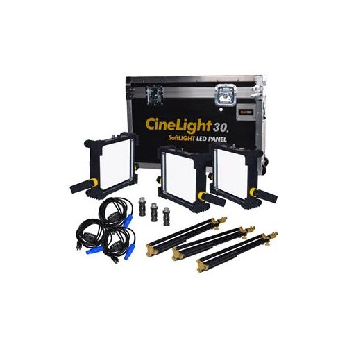  Adorama Fluotec CineLight Production 30 SoftLIGHT LED 3-Light Kit (1 Length), G-Mount G6LCNT168