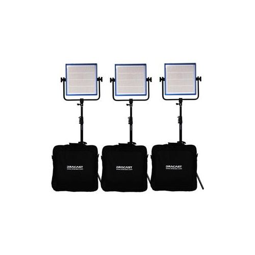  Adorama Dracast Pro LED1000 Tungsten 3-Light Studio Kit, 3x Gold Mount Battery Plates DR-STU-TG