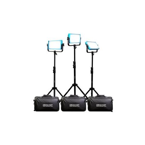  Adorama Dracast LED500 Pro Daylight 3-Light Kit with V-Mount Battery Plates and Stands DRLK3X500DVQ