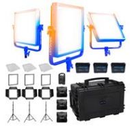 Adorama Dracast Pro LED1000 Bi-Color 3-Light Studio Kit, 3x V Mount Battery Plates DR-STU-BV